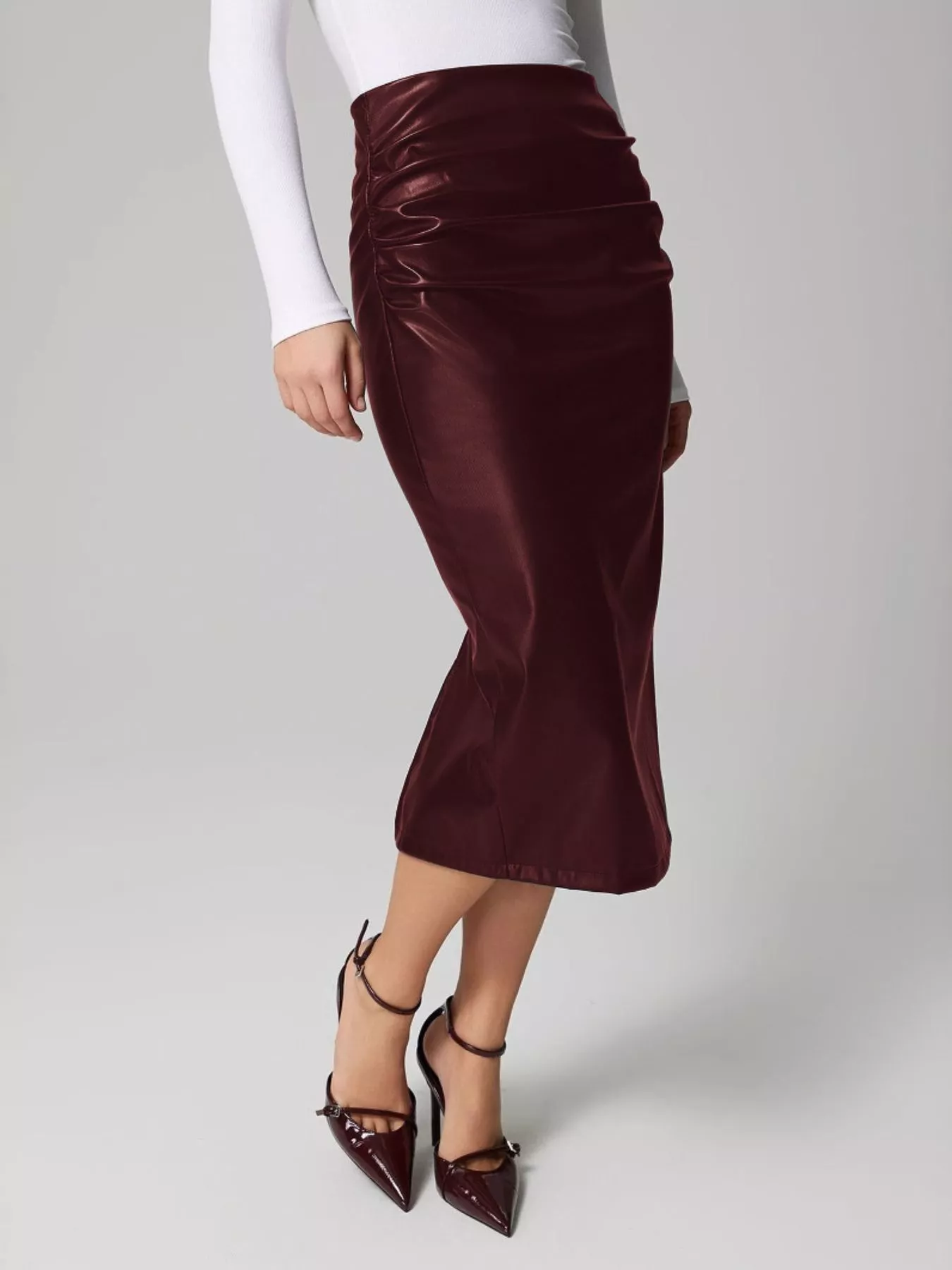 Slit Back Leather Skirt - Image 3