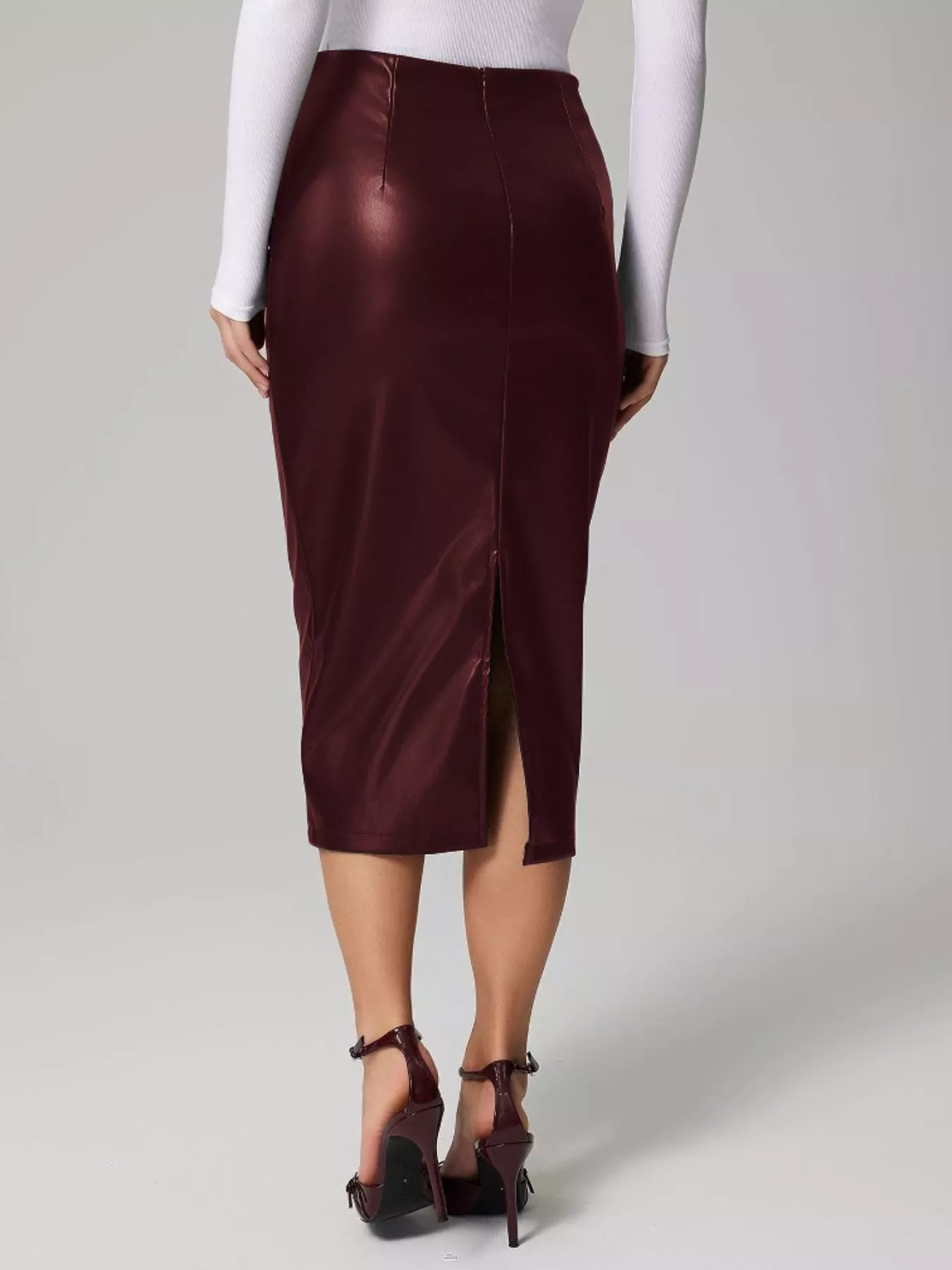 Slit Back Leather Skirt - Image 5