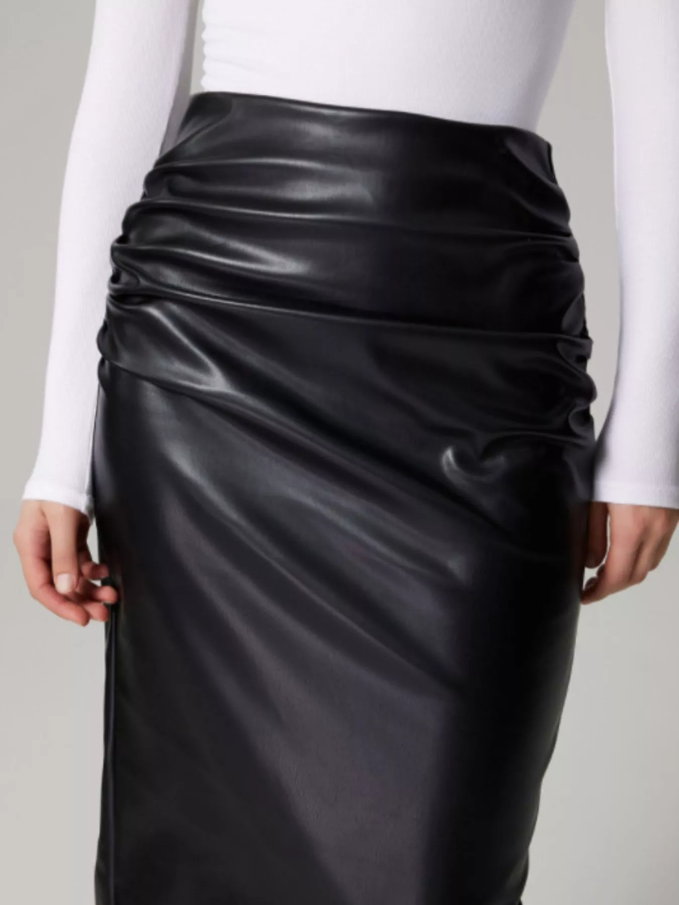 Slit Back Leather Skirt - Image 7