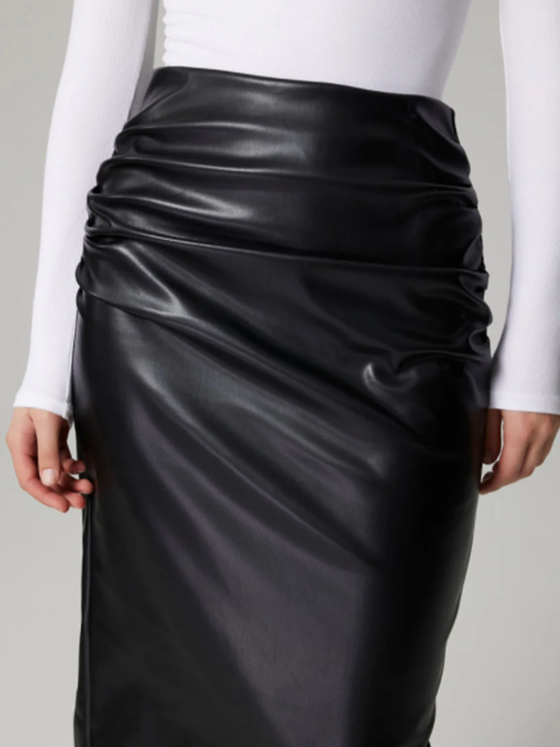 Slit Back Ruched Midi Skirt - Image 4