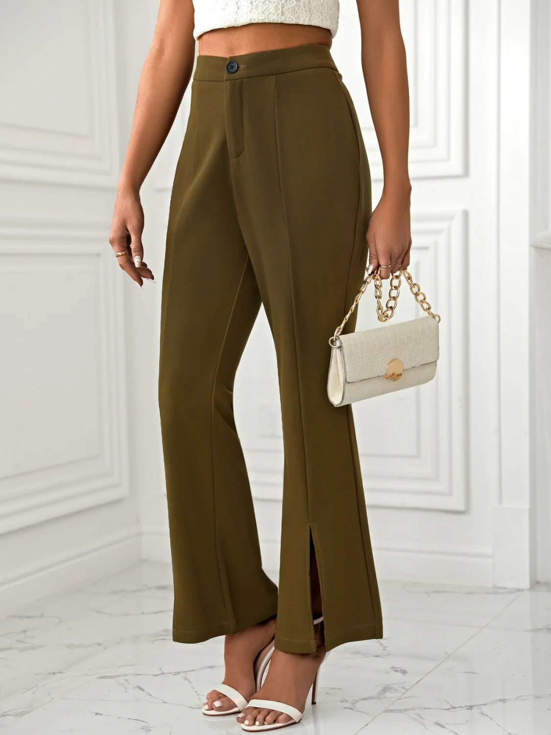 Slit Flare Pants with Pockets - Image 4