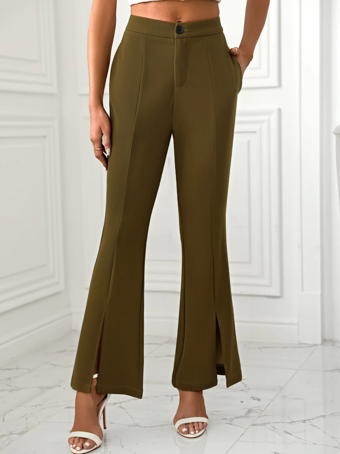 Slit Flare Pants with Pockets - Image 6