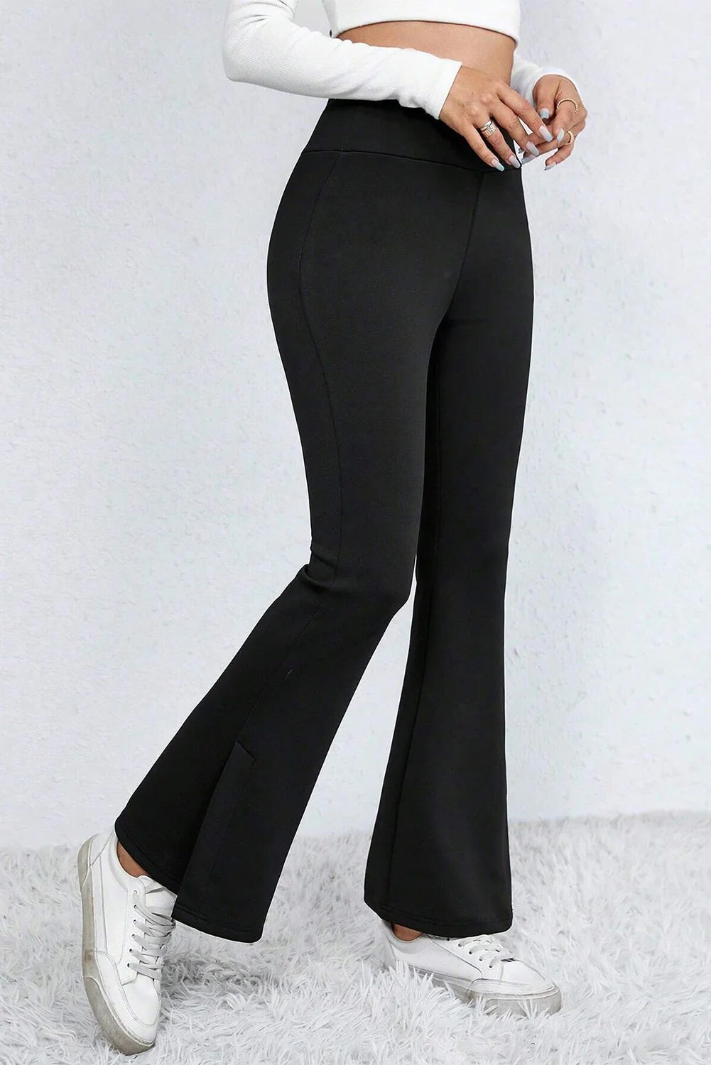 Slit High Waist Bootcut Pants - Image 3