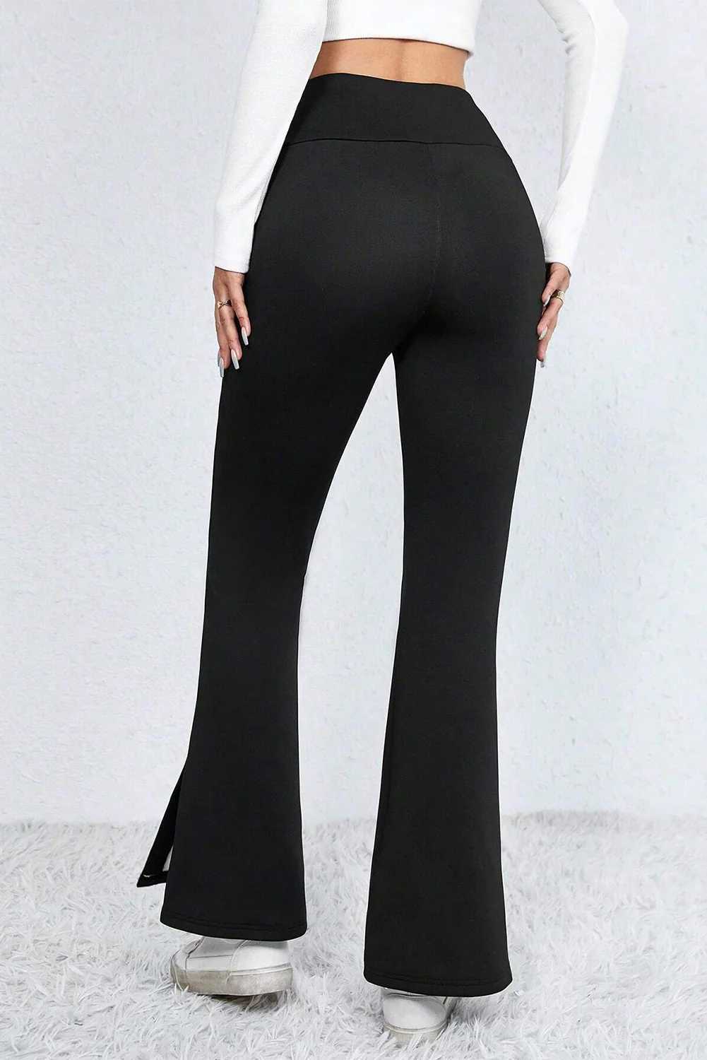 Slit High Waist Bootcut Pants - Image 4