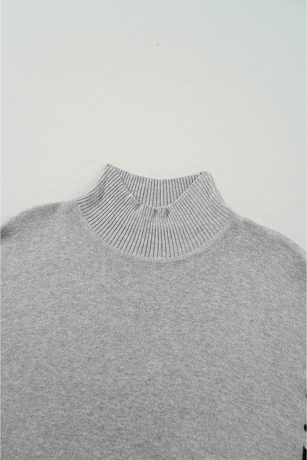 Slit Leopard Mock Neck Dropped Shoulder Sweater - Image 13