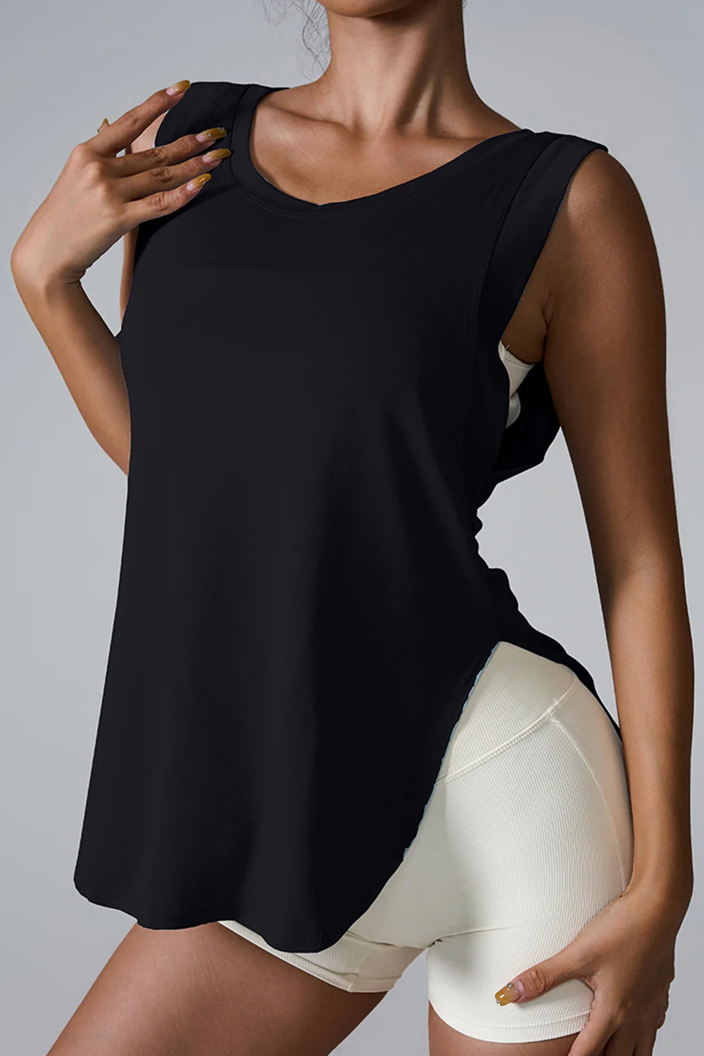 Slit Round Neck Active Tank - Image 4