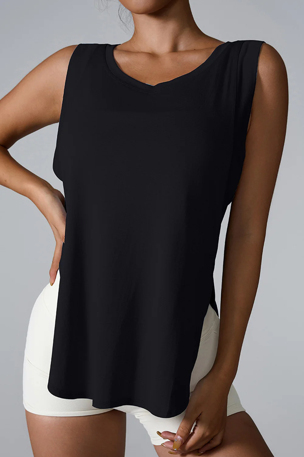 Slit Round Neck Active Tank - Image 5
