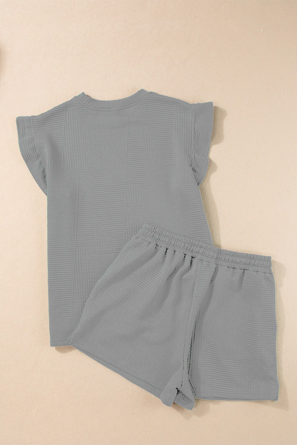 Slit Round Neck Top and Drawstring Shorts Set - Image 4