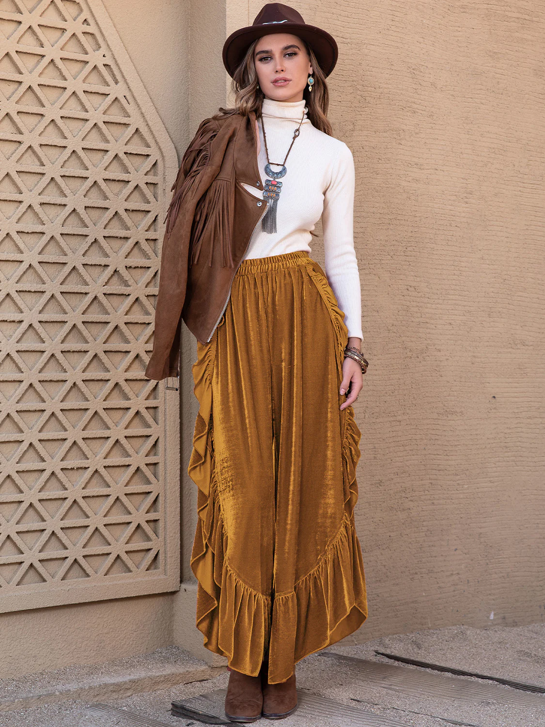 Slit Ruffled Wide Leg Pants - Image 13