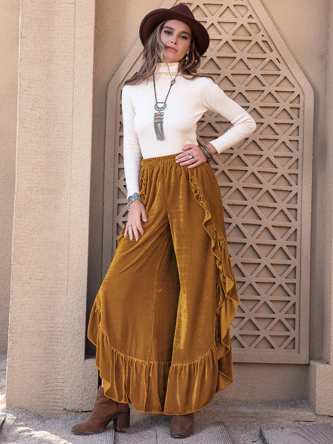 Slit Ruffled Wide Leg Pants - Image 14