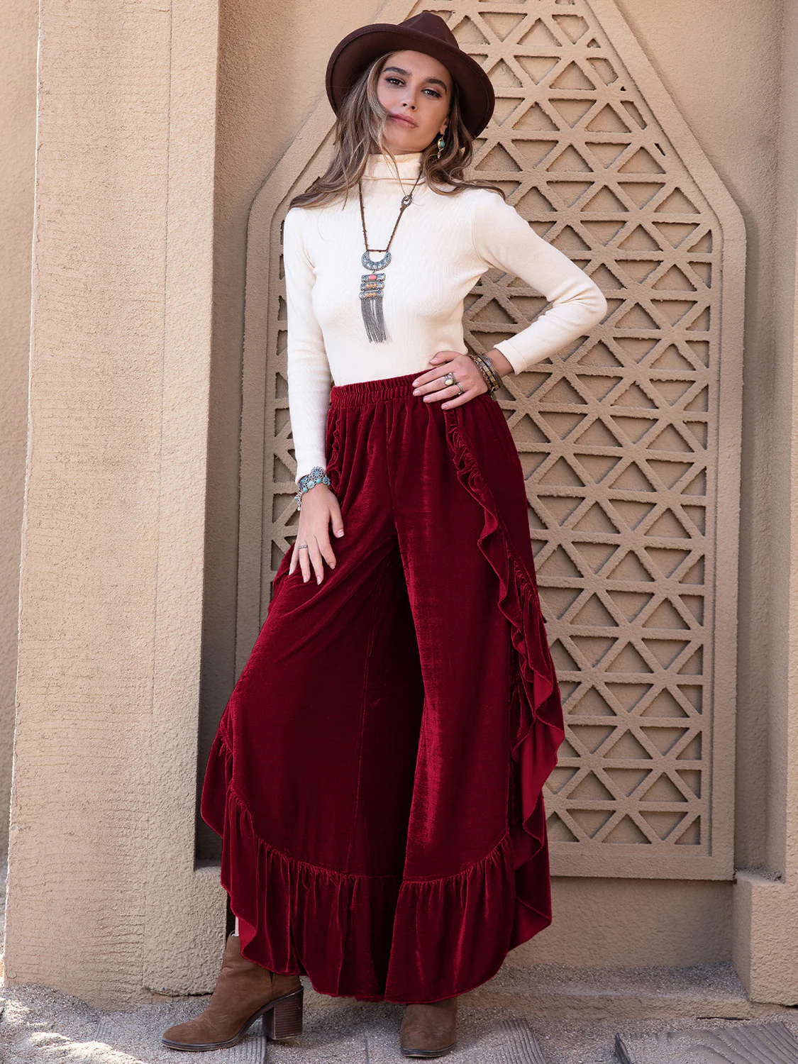 Slit Ruffled Wide Leg Pants - Image 19