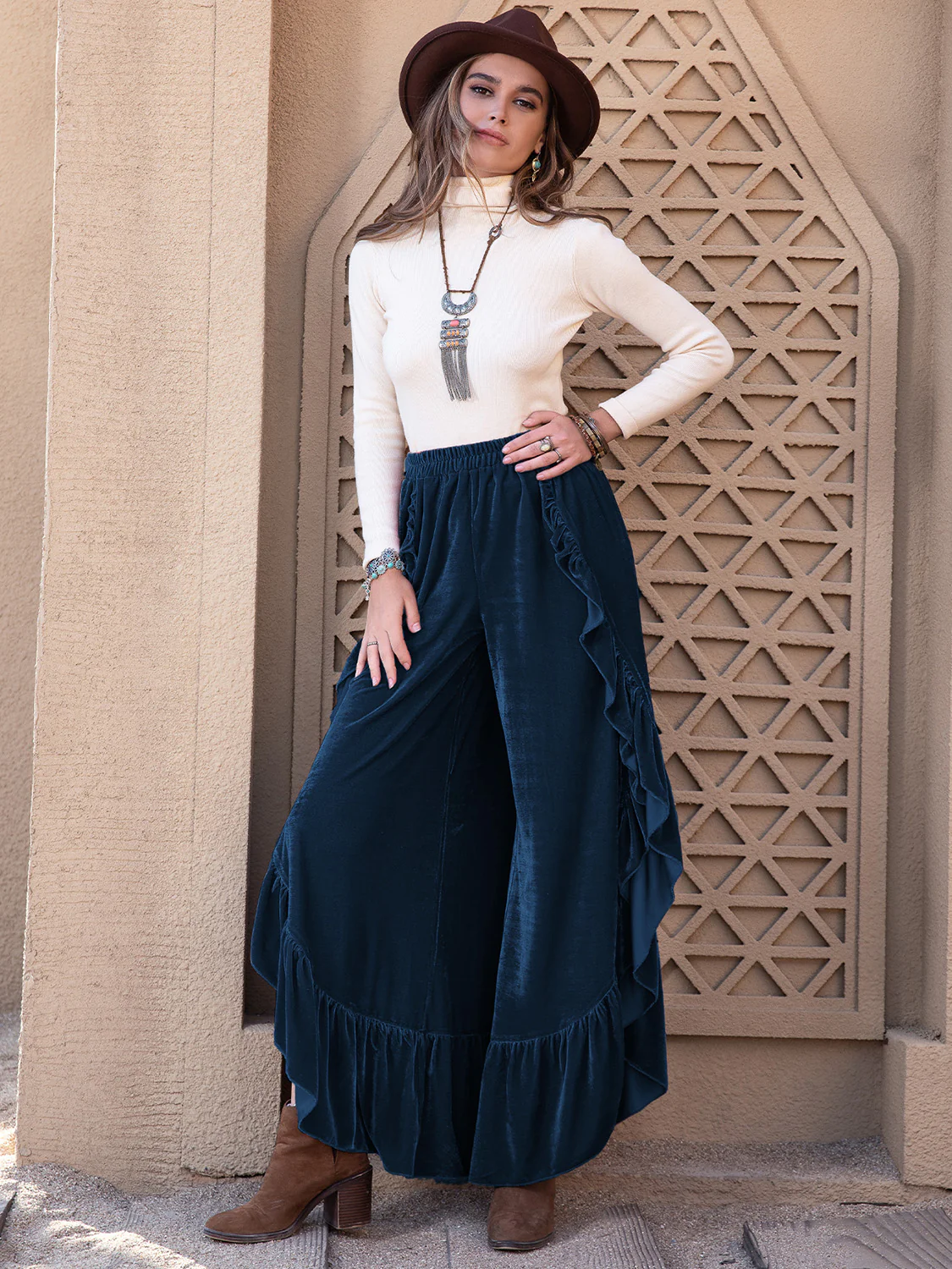 Slit Ruffled Wide Leg Pants - Image 5