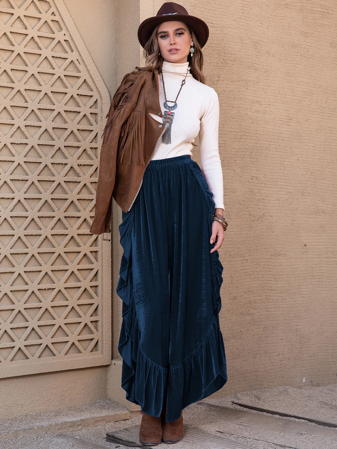 Slit Ruffled Wide Leg Pants - Image 7