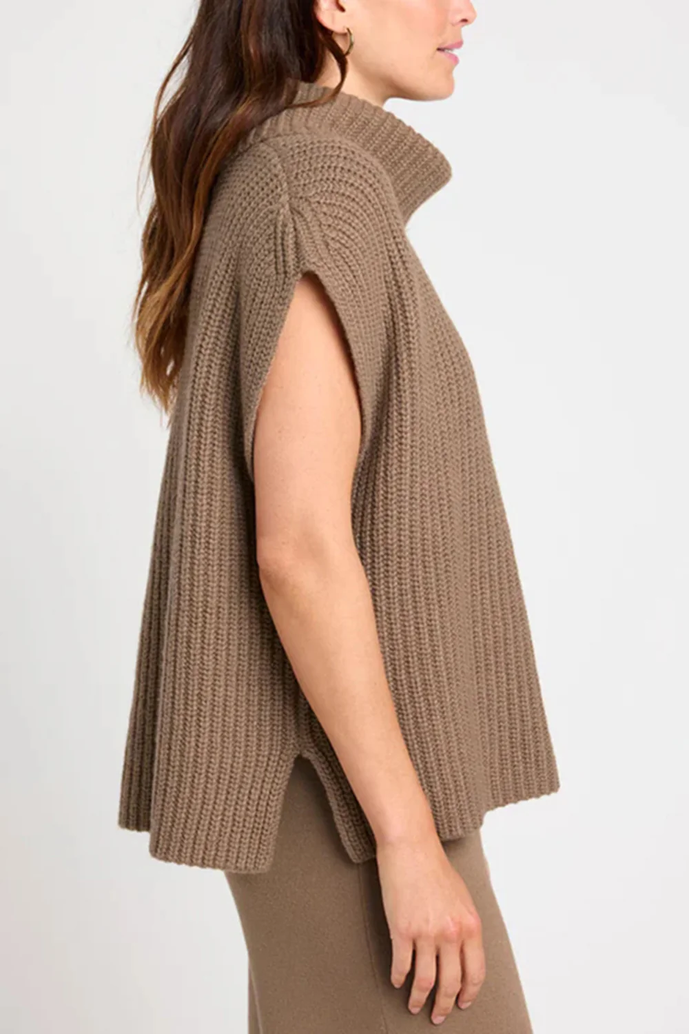 Slit Turtleneck Cap Sleeve Sweater - Image 4