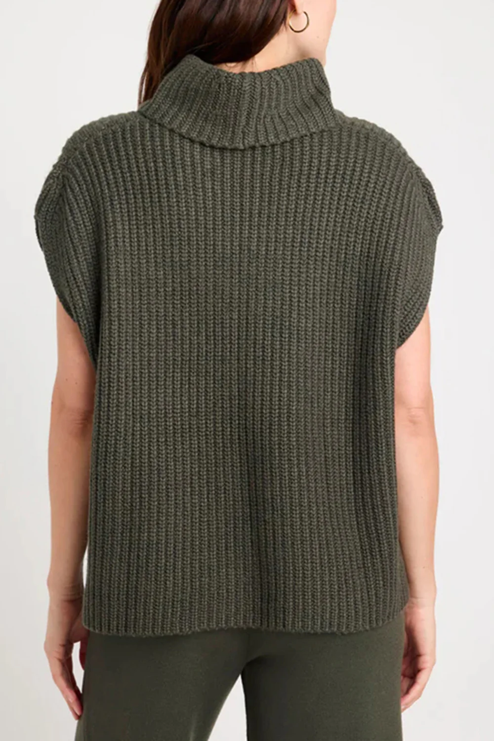 Slit Turtleneck Cap Sleeve Sweater - Image 7