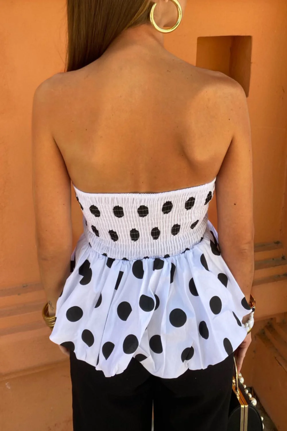 Smocked Back Bubble Hem Tube Top - Image 2