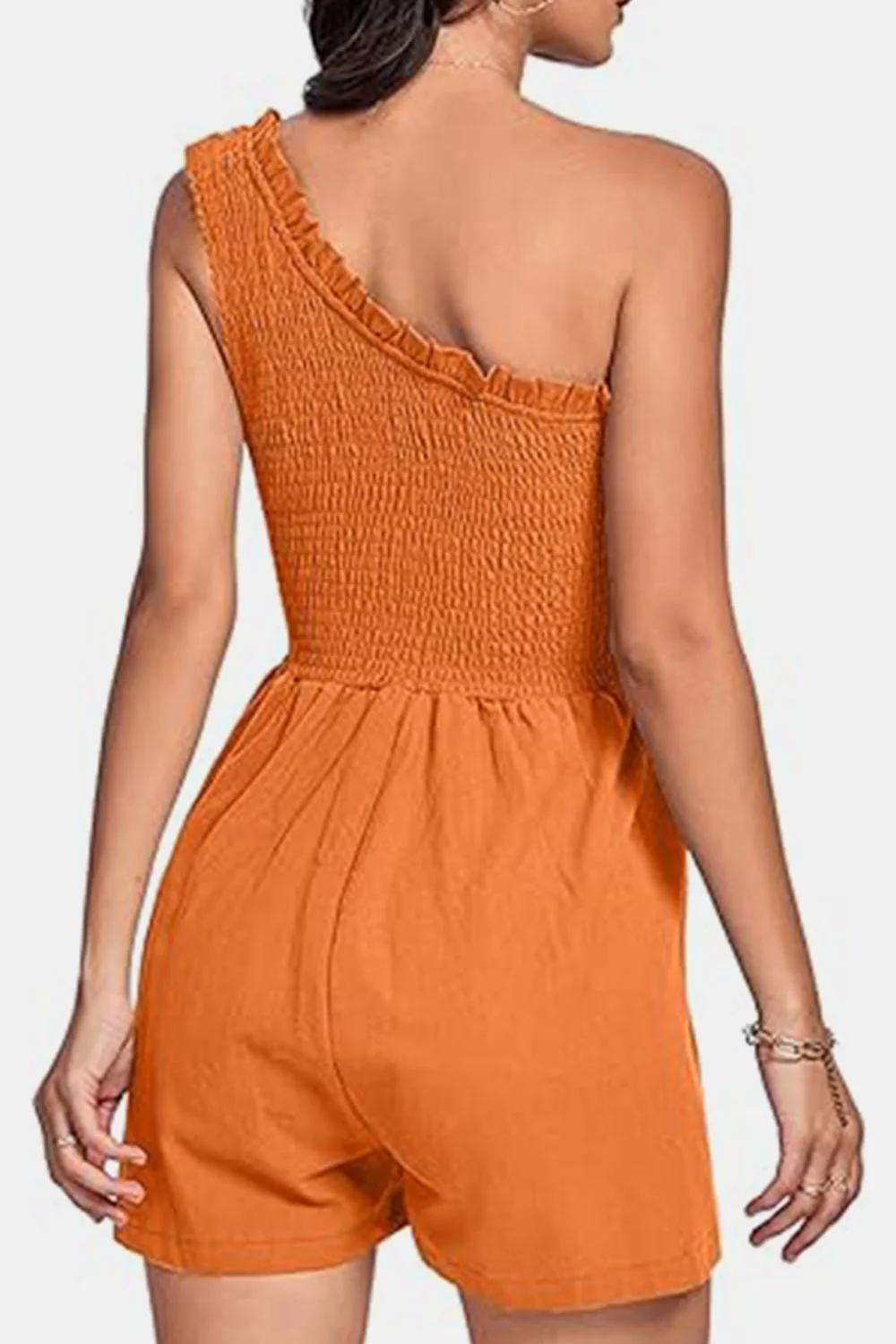 Smocked Single Shoulder Romper - Image 11