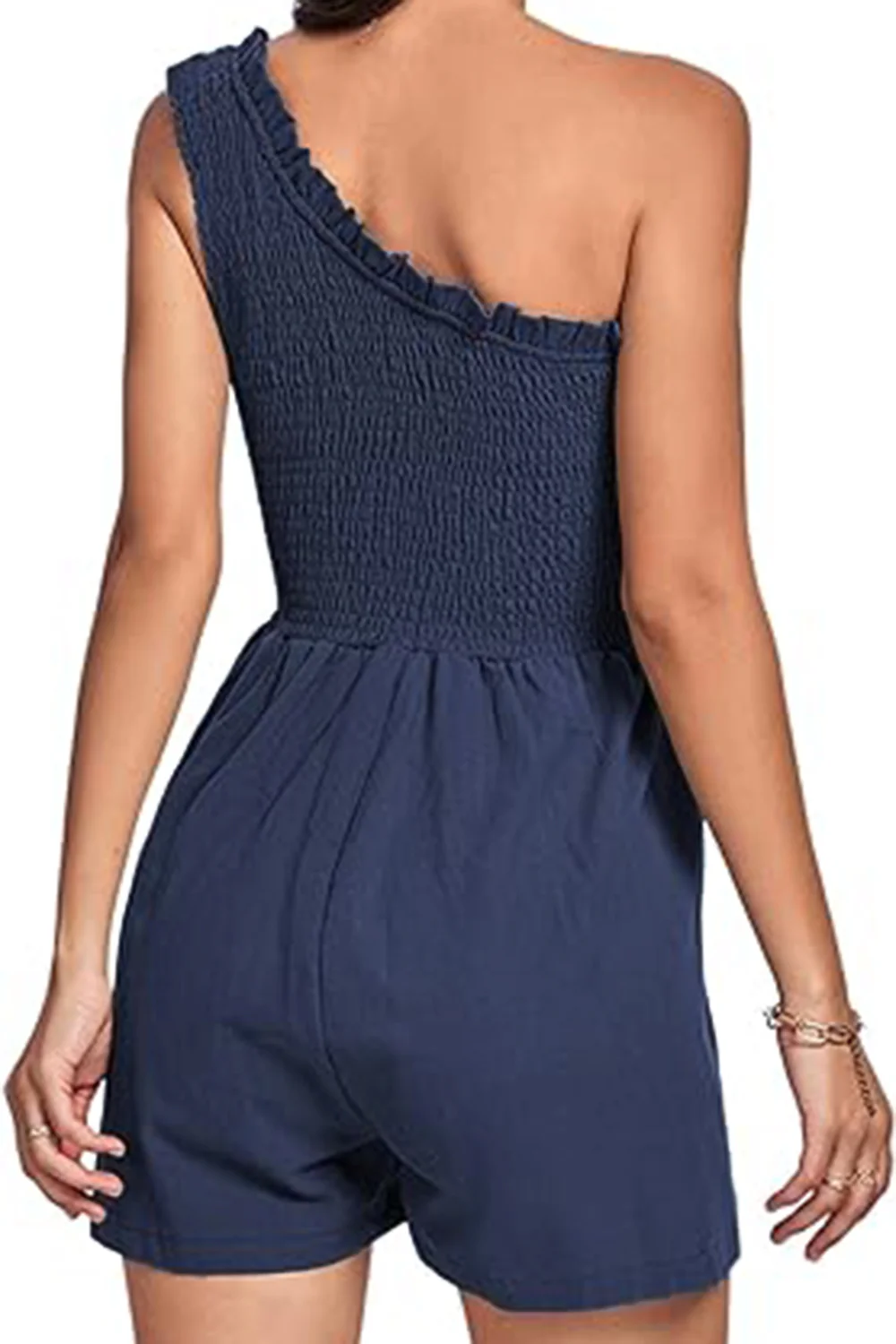 Smocked Single Shoulder Romper - Image 17