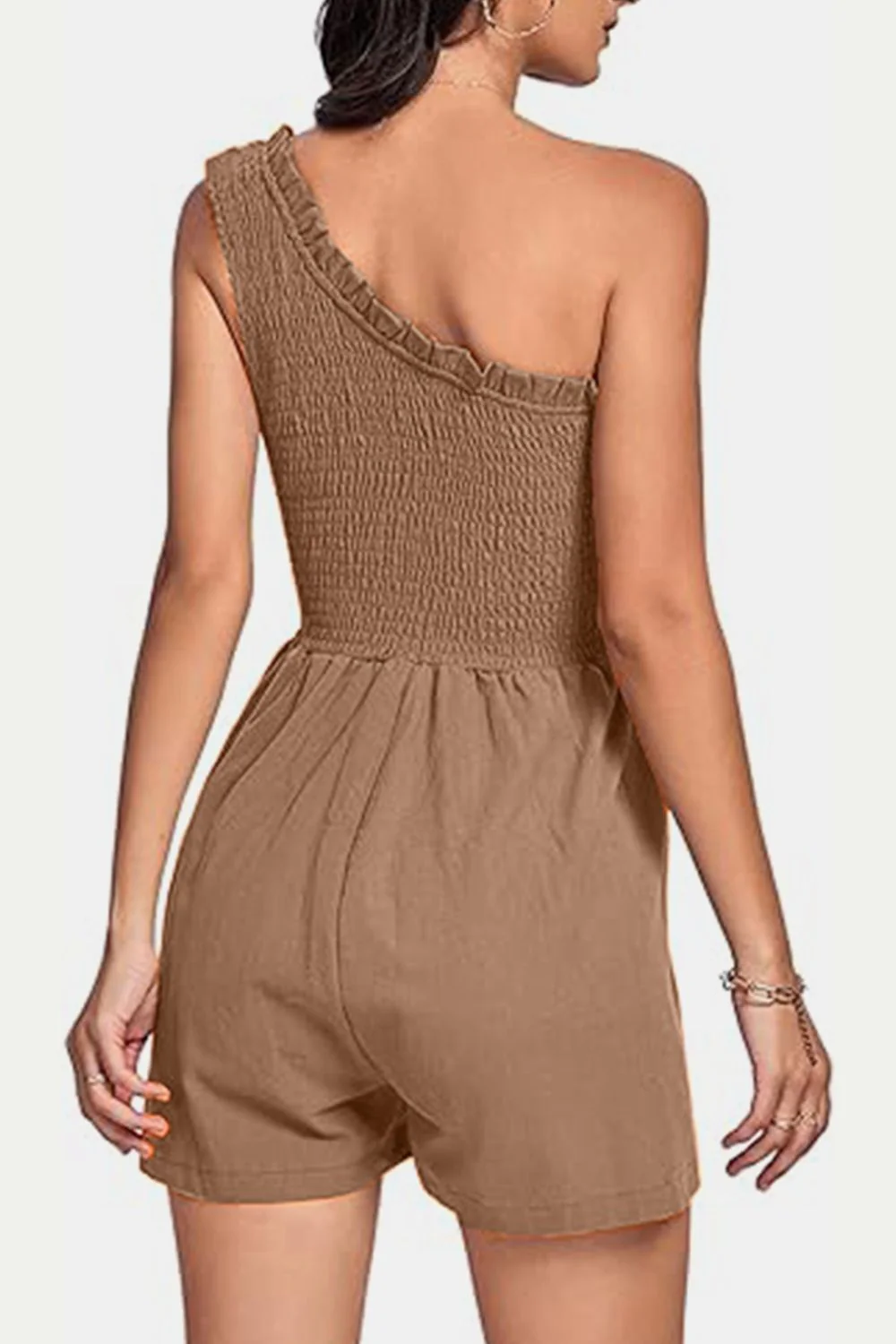 Smocked Single Shoulder Romper - Image 2
