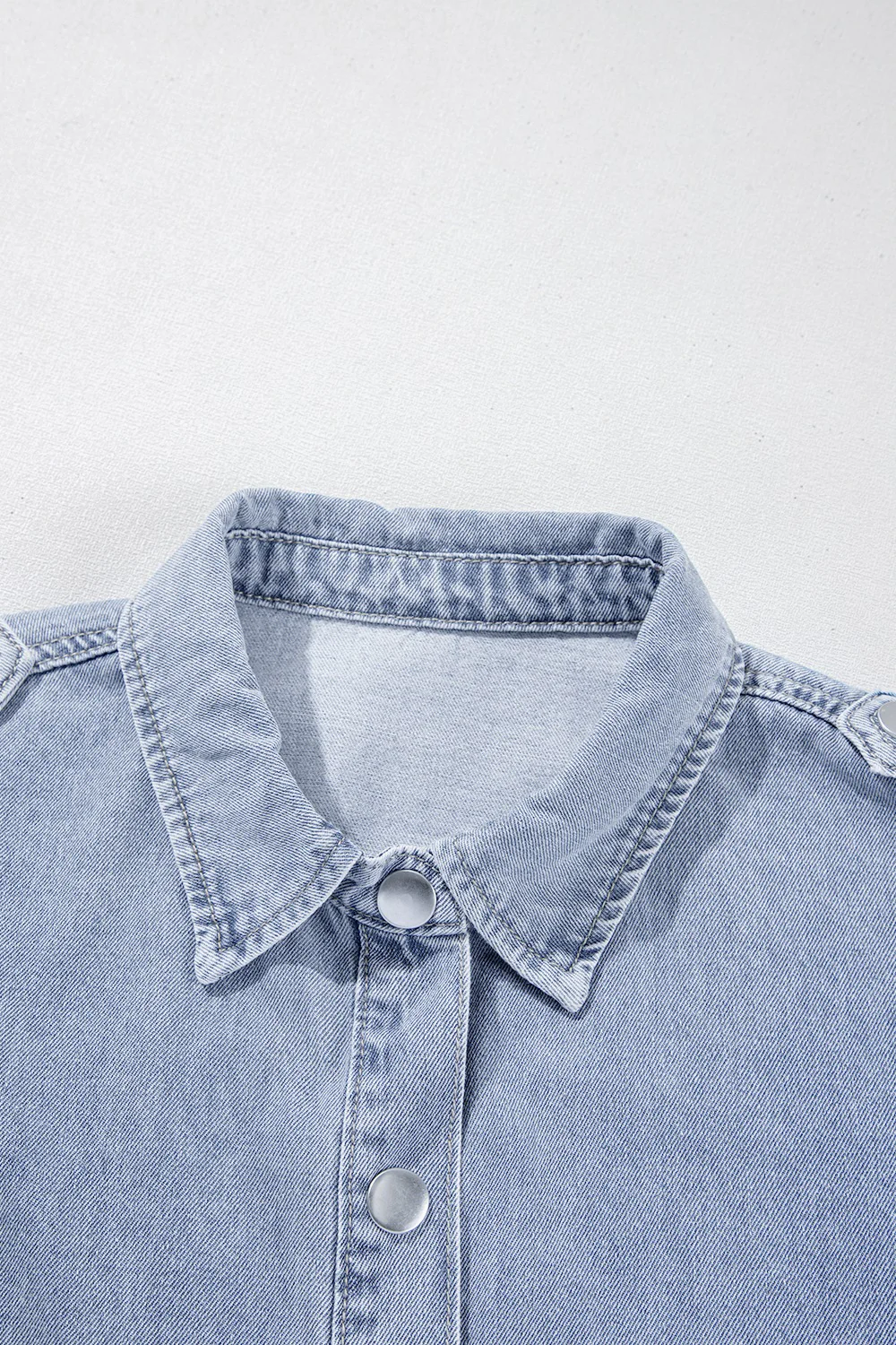 Snap Down Cap Sleeve Denim Top - Image 10
