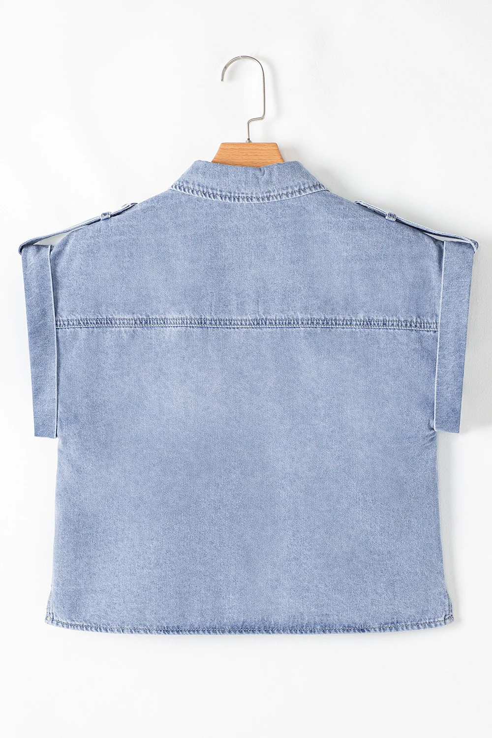 Snap Down Cap Sleeve Denim Top - Image 9