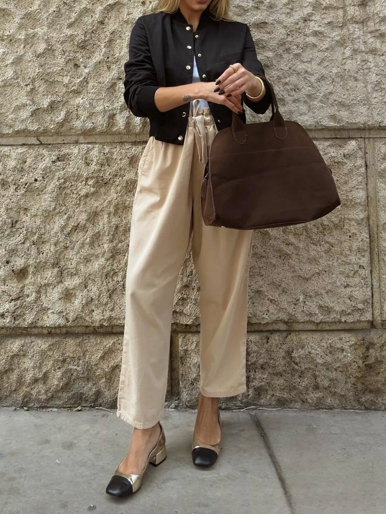 Snap Down Cropped Bomber Jacket - Image 3