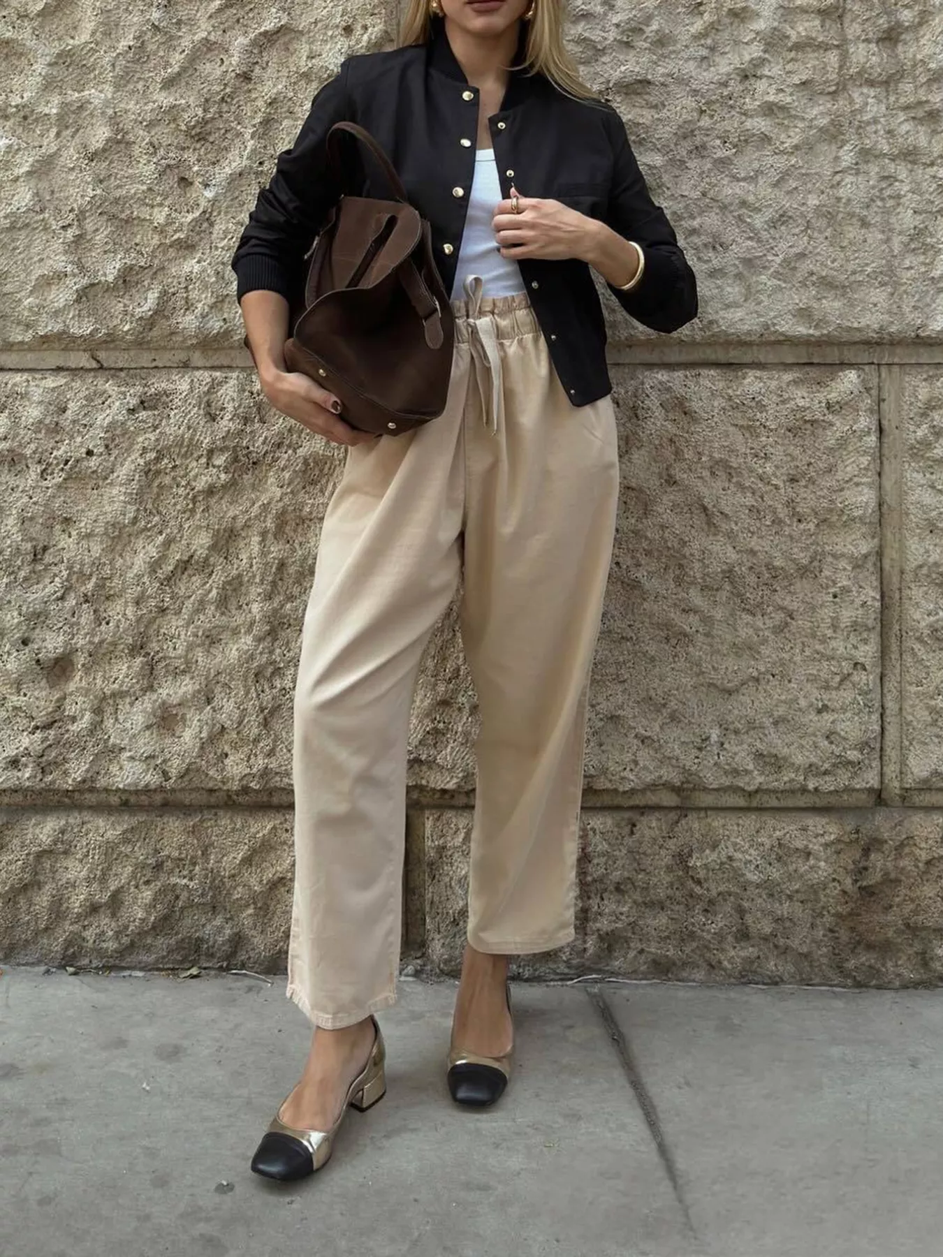 Snap Down Cropped Bomber Jacket - Image 4