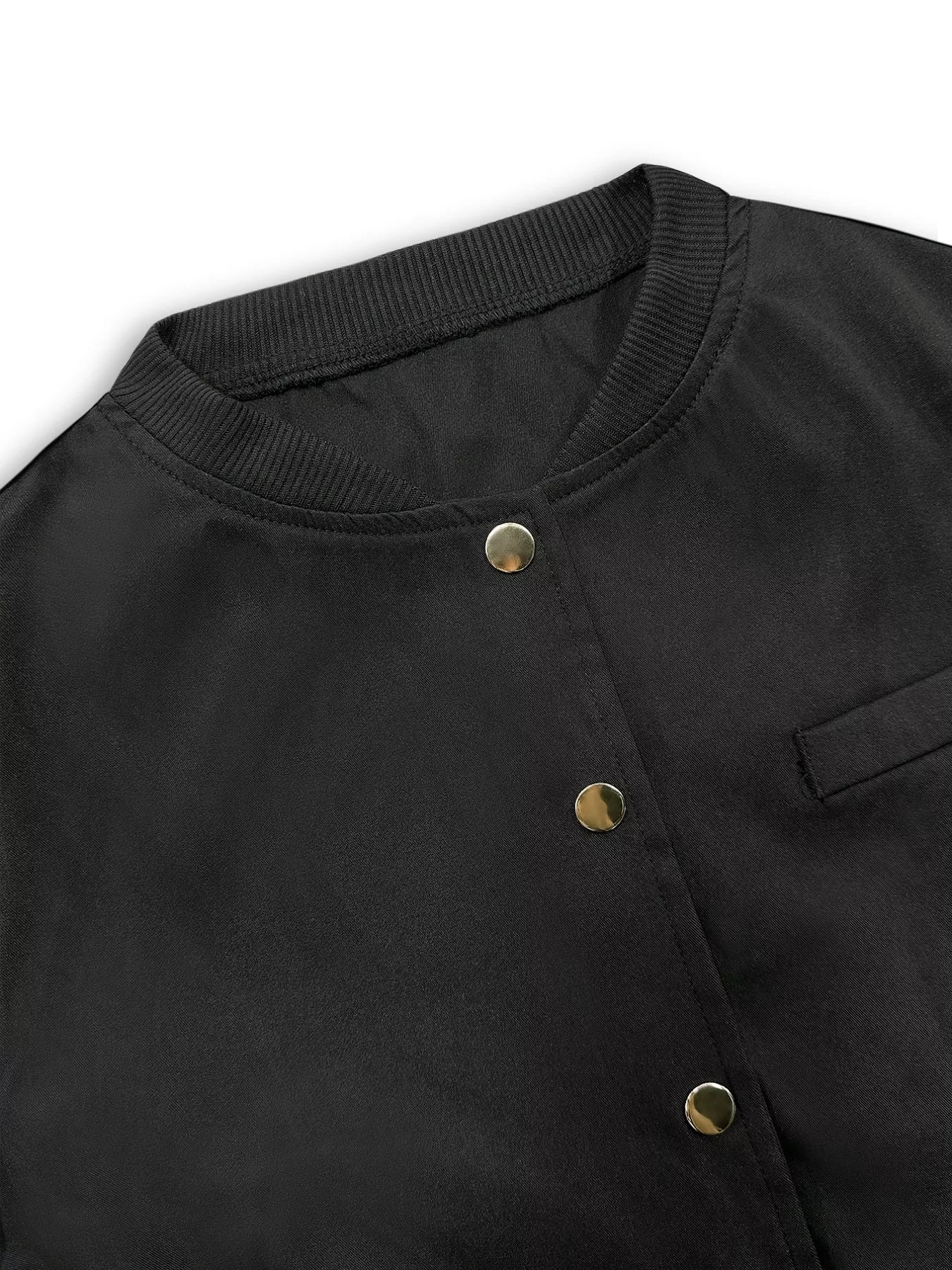Snap Down Cropped Bomber Jacket - Image 9