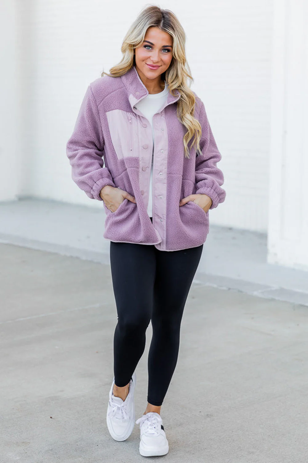 Snap Down Long Sleeve Sherpa Jacket - Image 20