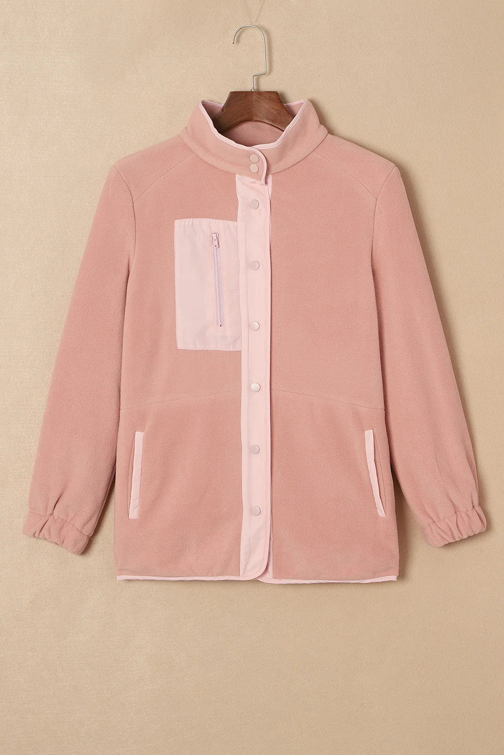 Snap Down Long Sleeve Sherpa Jacket - Image 8