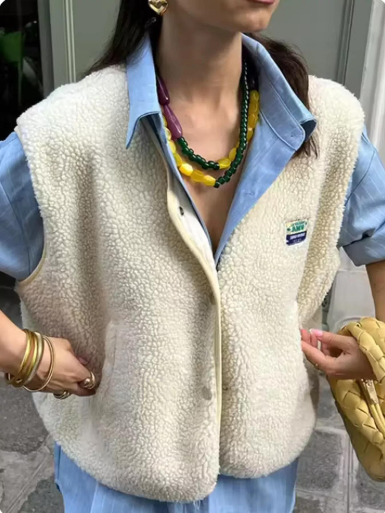 Snap Down Sherpa Vest Coat - Image 7