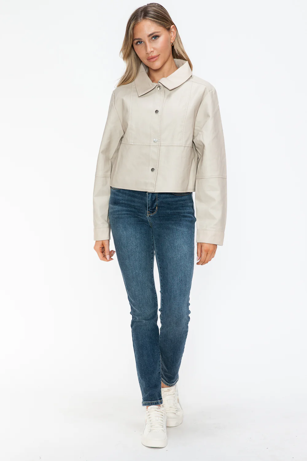 Snobbish Snap Down Long Sleeve PU Leather Jacket - Image 10