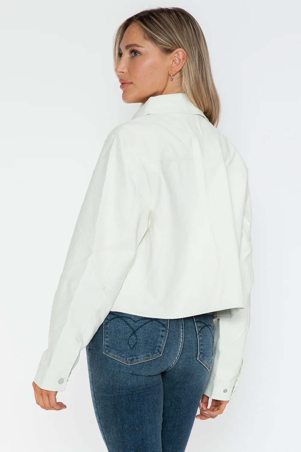 Snobbish Snap Down Long Sleeve PU Leather Jacket - Image 11