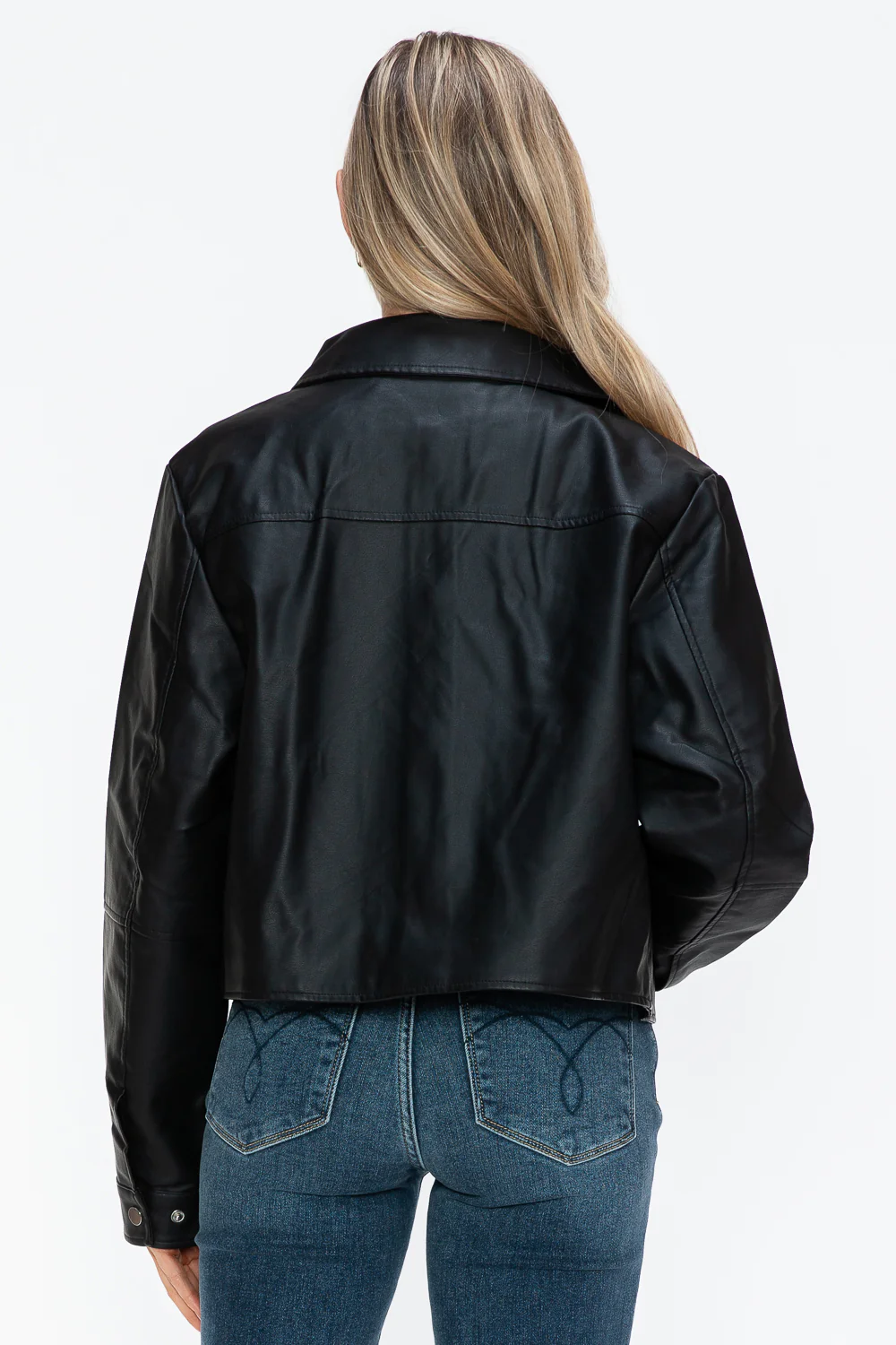 Snobbish Snap Down Long Sleeve PU Leather Jacket - Image 2