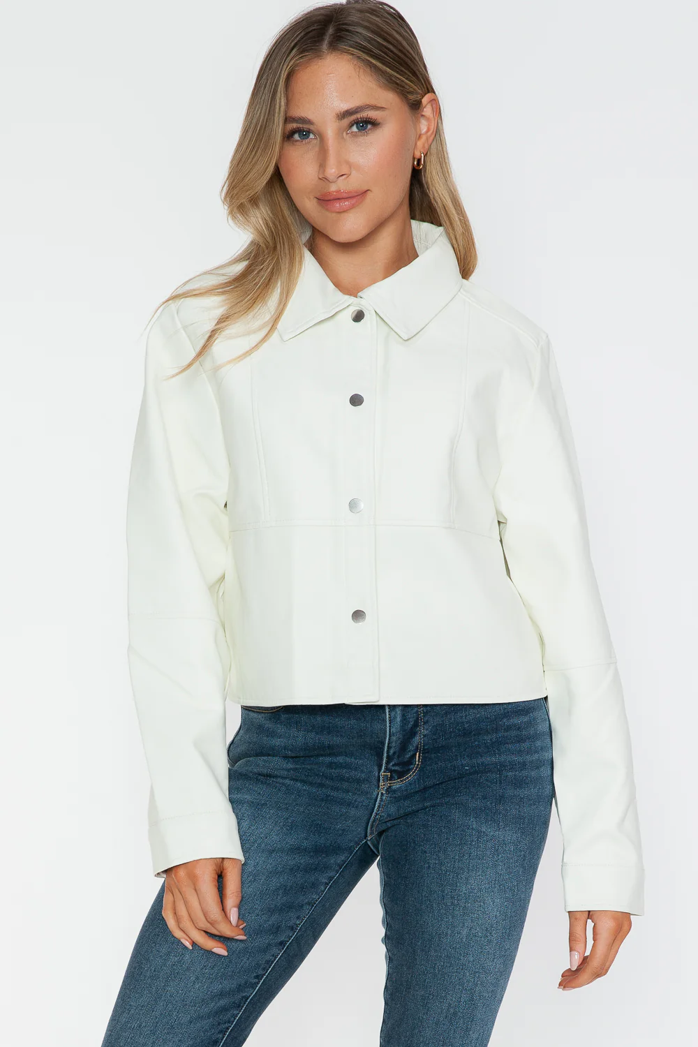 Snobbish Snap Down Long Sleeve PU Leather Jacket - Image 3