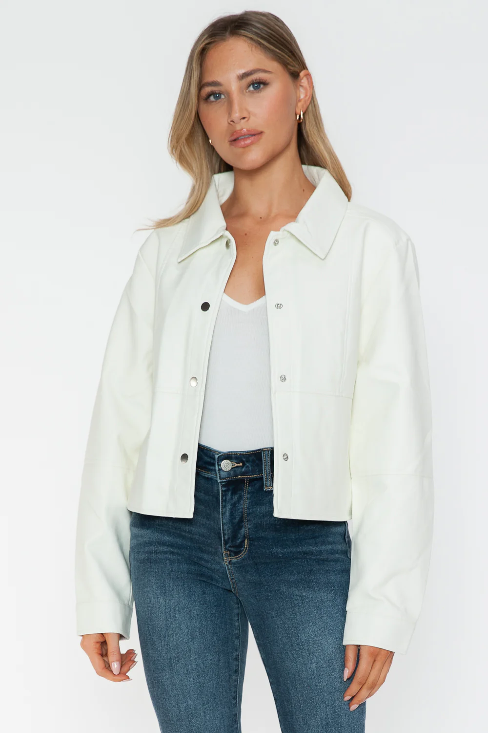 Snobbish Snap Down Long Sleeve PU Leather Jacket - Image 4