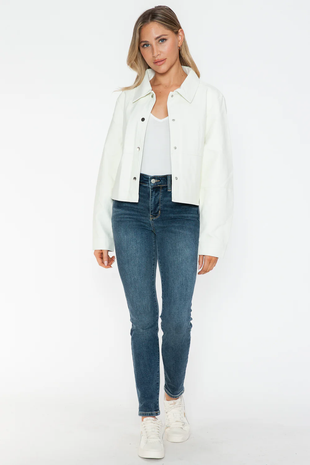 Snobbish Snap Down Long Sleeve PU Leather Jacket - Image 5