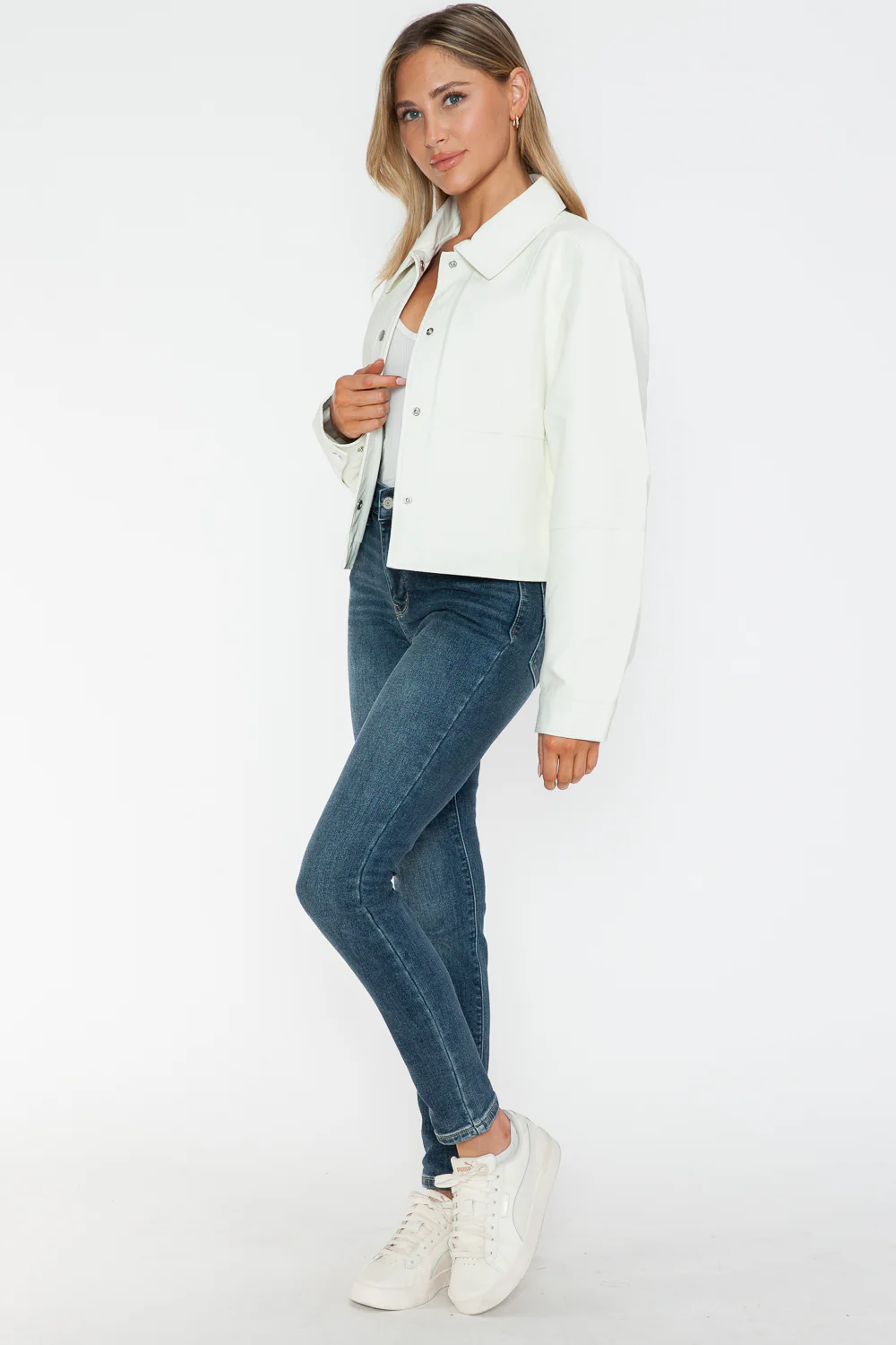 Snobbish Snap Down Long Sleeve PU Leather Jacket - Image 7