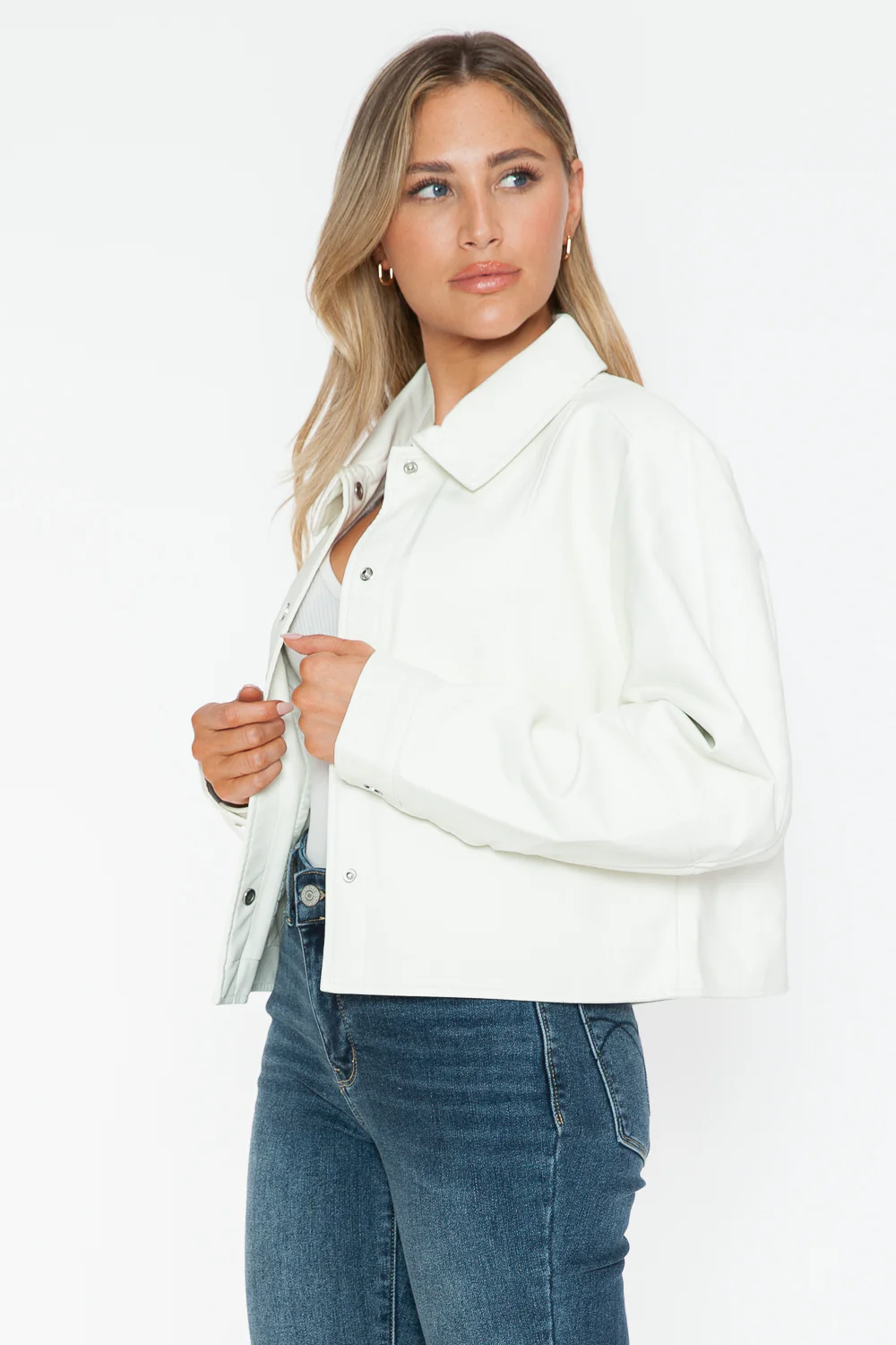 Snobbish Snap Down Long Sleeve PU Leather Jacket - Image 8