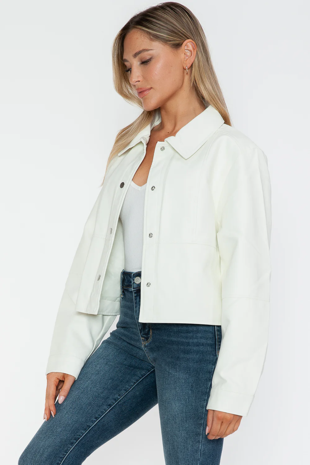 Snobbish Snap Down Long Sleeve PU Leather Jacket - Image 9