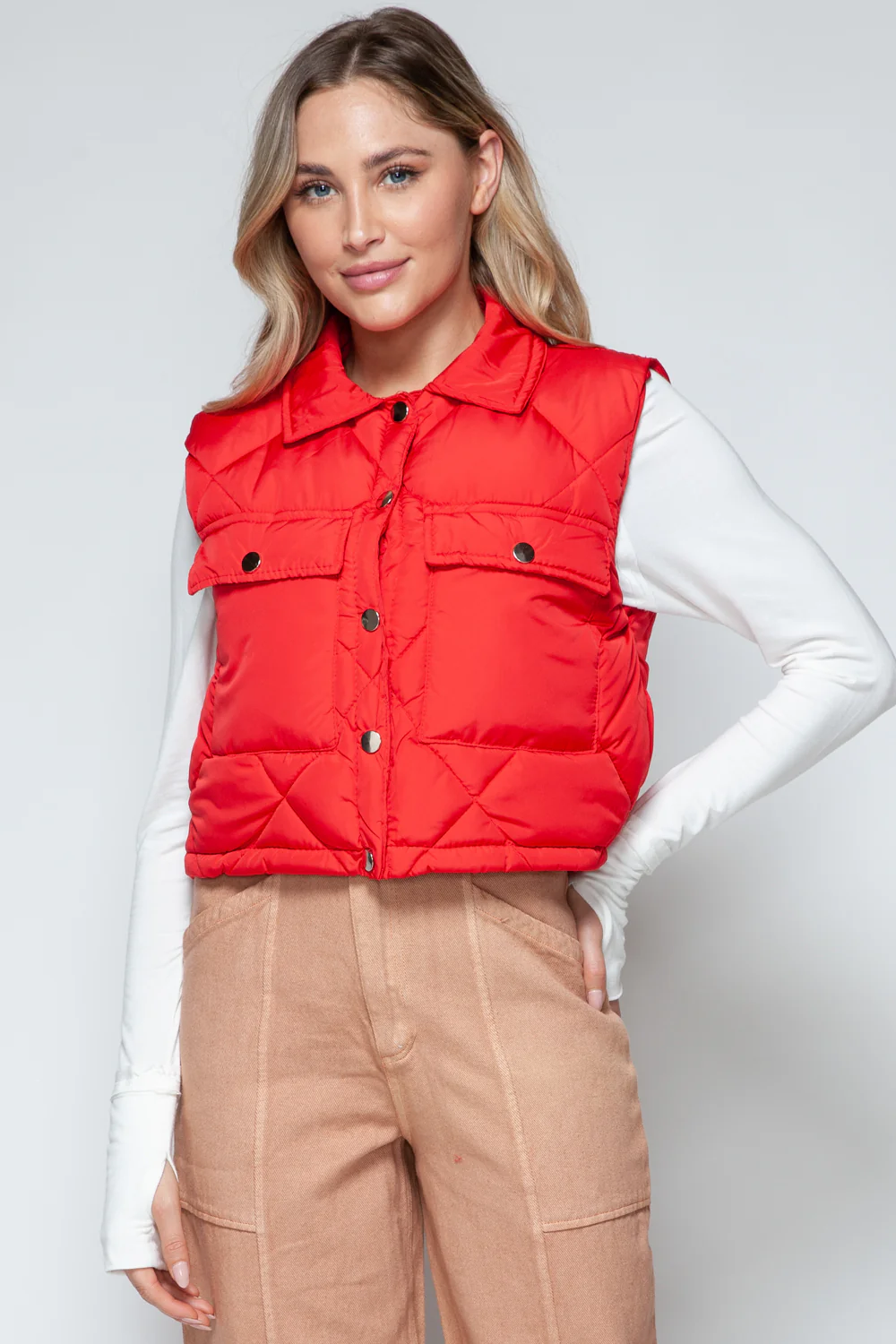 Snobbish Snap Down Quilted Crop Vest - Image 5