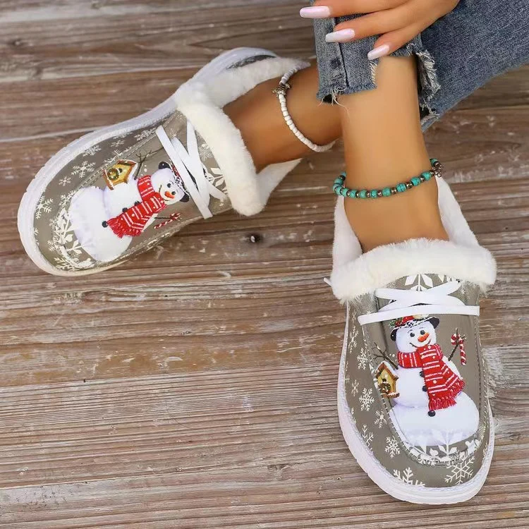Snowman Print Round Toe Slip-Ons - Image 3