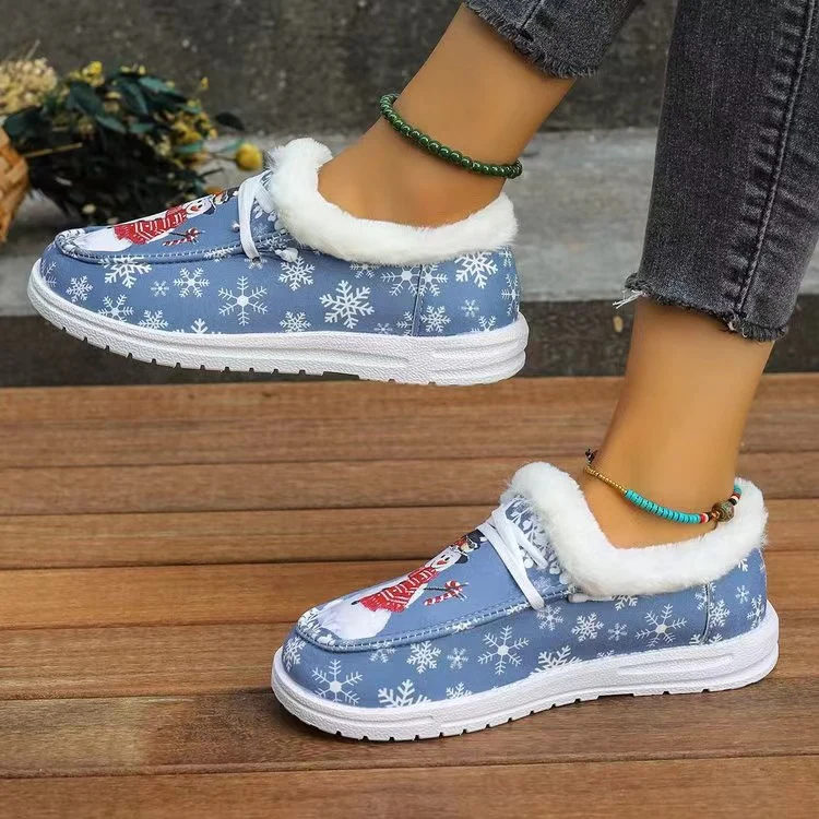 Snowman Print Round Toe Slip-Ons - Image 5