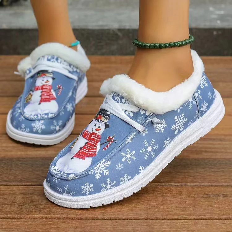 Snowman Print Round Toe Slip-Ons - Image 6