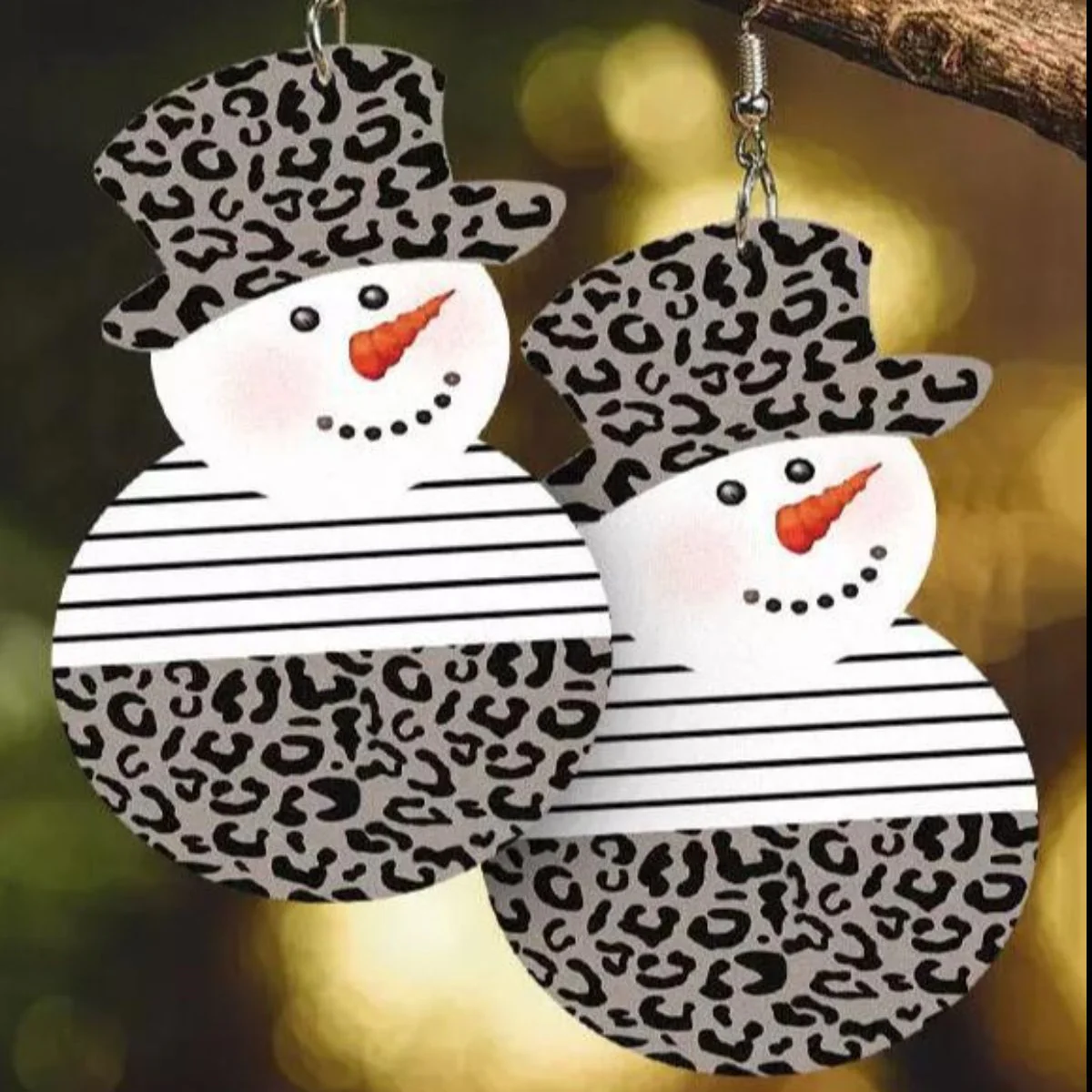 Snowman PU Leather Dangle Earrings - Image 3