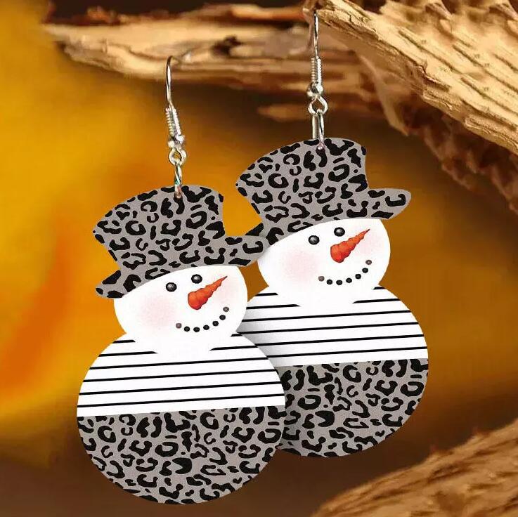 Snowman PU Leather Dangle Earrings - Image 4