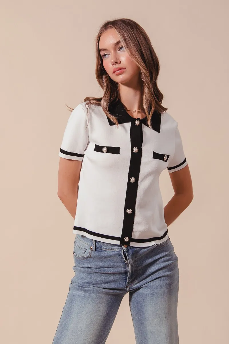 SO ME Button Down Knitted Sweater Shirt Top - Image 5