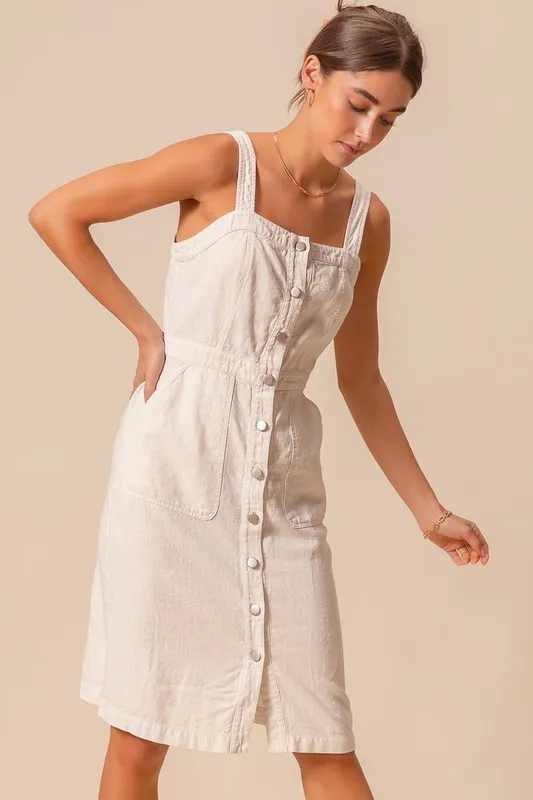 SO ME Button Down Pocket Front Pinafore Dress - Image 10