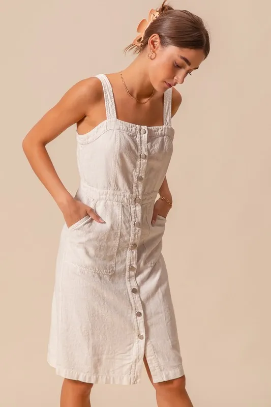 SO ME Button Down Pocket Front Pinafore Dress - Image 15