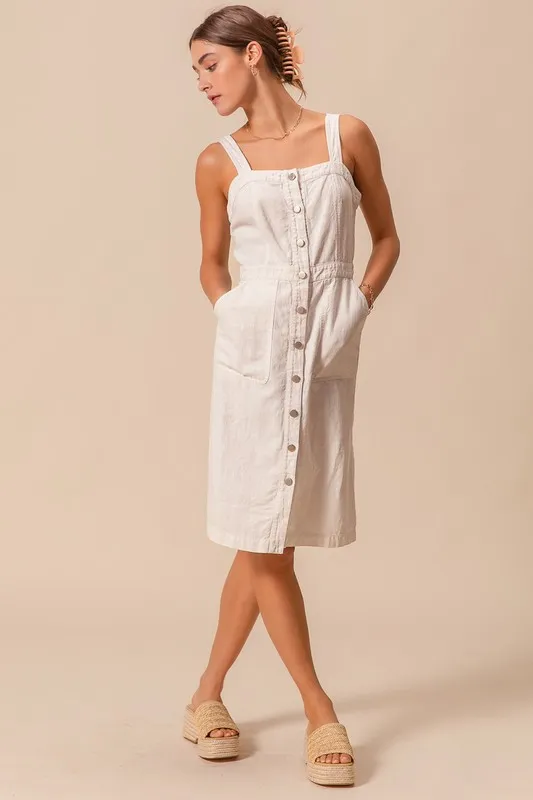 SO ME Button Down Pocket Front Pinafore Dress - Image 2